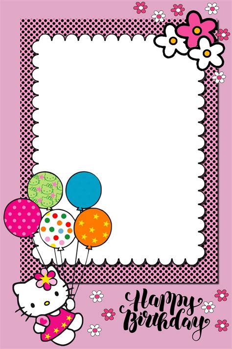 Happy Birthday frame PNG | Invitaciones de hello kitty, Cumpleaños de hello kitty, Tarjetas ...