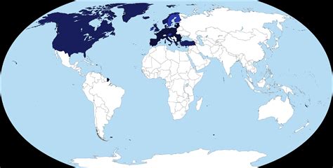 Map of the world depicting the member states of NATO and the EU. [OC] 4974×2519 : r/MapPorn
