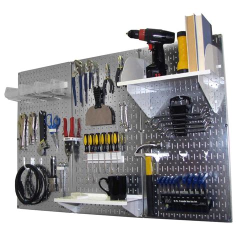 Wall Control 32 in. x 48 in. Metal Pegboard Standard Tool Storage Kit ...