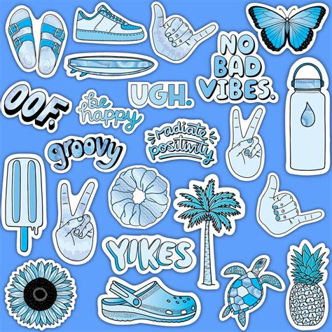 Blue Aesthetic Sticker 23 Pack LARGE 3" x3" | Big Moods