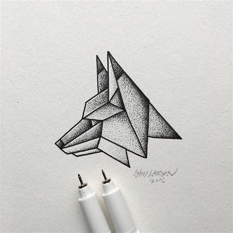 Lines and dots make up this simple geometric fox. 📷: @samlarson. | Geometric drawing, Stippling ...