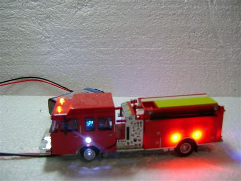 Ho scale Pierce fire pumper truck with flashing lights,14 total lights VIDEO | #1806606776