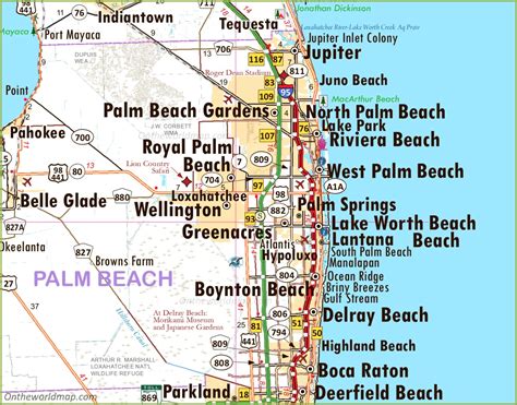 West Palm Beach Area Road Map - Ontheworldmap.com