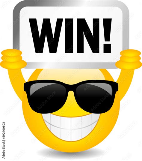 Happy smiling emoji with Win sign Stock Vector | Adobe Stock