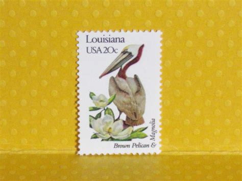 FIVE Vintage 20c Stamps Louisiana's State Bird and Flower No. 1970 for Mailings, Invitations ...