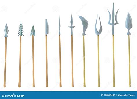 Set of Spears of Different Types and Sizes Stock Vector - Illustration ...