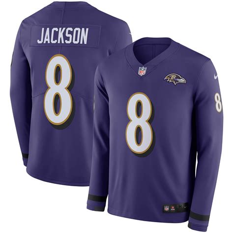 Men's Nike Lamar Jackson Purple Baltimore Ravens Therma Long Sleeve ...