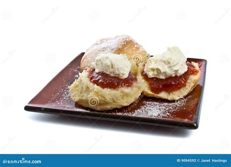 Scones with Jam and Cream stock photo. Image of background - 9094592