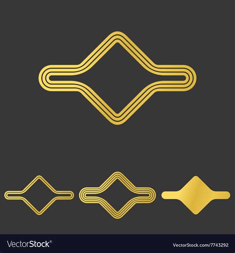 Golden line abstract logo design set Royalty Free Vector