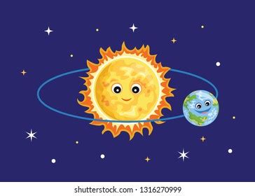 Cute Sun Earth Against Starry Sky Stock Vector (Royalty Free) 1316270999 | Shutterstock