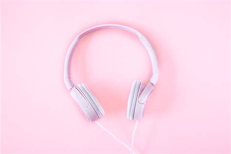 headphones, pink, White, technology, music, equipment, single Object, pink color, pink ...