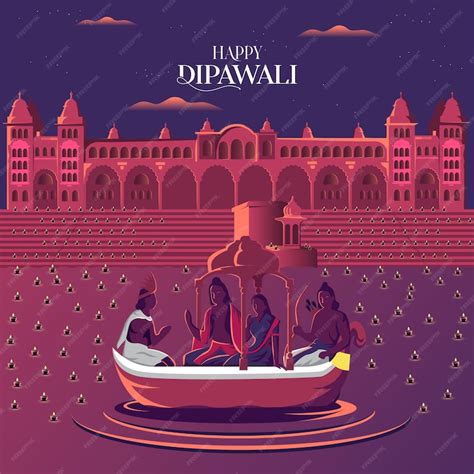 Premium Vector | Ram Sita Lakshman Returning To Ayodhya Diwali Vector