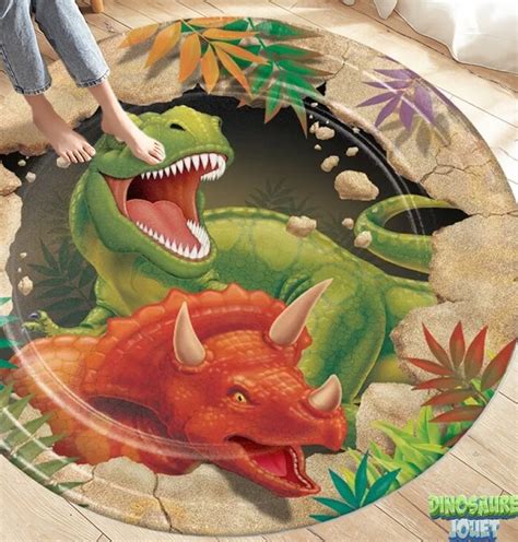Tapis dinosaure rond 3D | Dinosaure Jouet