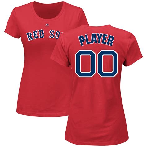 Majestic Boston Red Sox Women's Red Custom Roster Name & Number T-Shirt