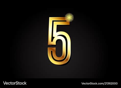 Gold number 5 logo icon design Royalty Free Vector Image