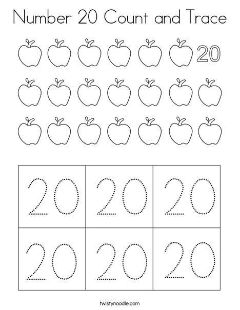 Printable Number 20 Coloring Page