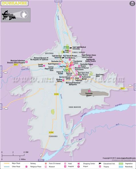 Dushanbe Map | Map of Dushanbe City, Tajikistan