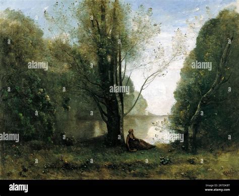 Jean Baptiste Camille Corot, Solitude, Recollection of Vigen, Limousin, landscape painting in ...