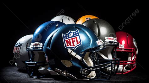 The Helmets Of Five Different Nfl Teams Background, Pictures Of The Nfl Logo Background Image ...