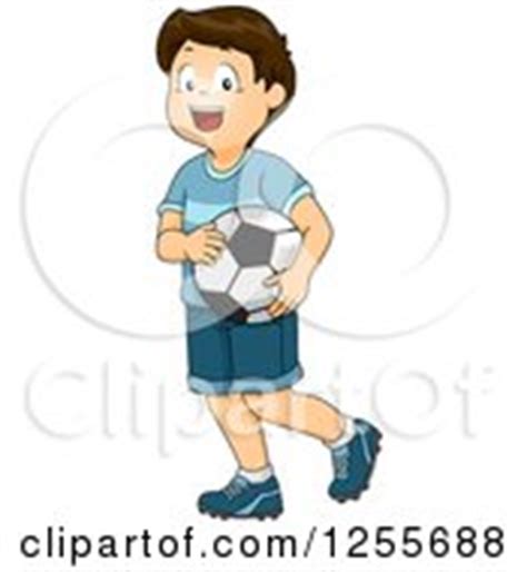 Cartoon of a Cute Blond Boy with a Soccer Ball - Royalty Free Vector Clipart by BNP Design ...