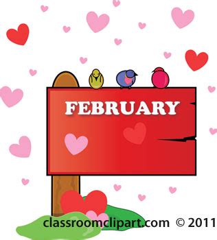 Calendar Clipart- february-month-sign-with-hearts - Classroom Clipart