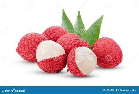 Lychee with Leaves Isolated on White Background Stock Image - Image of organic, ripe: 155698519