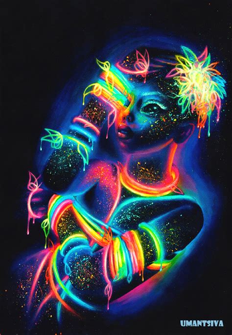 Psychedelic canvas print embellished with neon paint в 2020 г | Картины, Уличное искусство ...