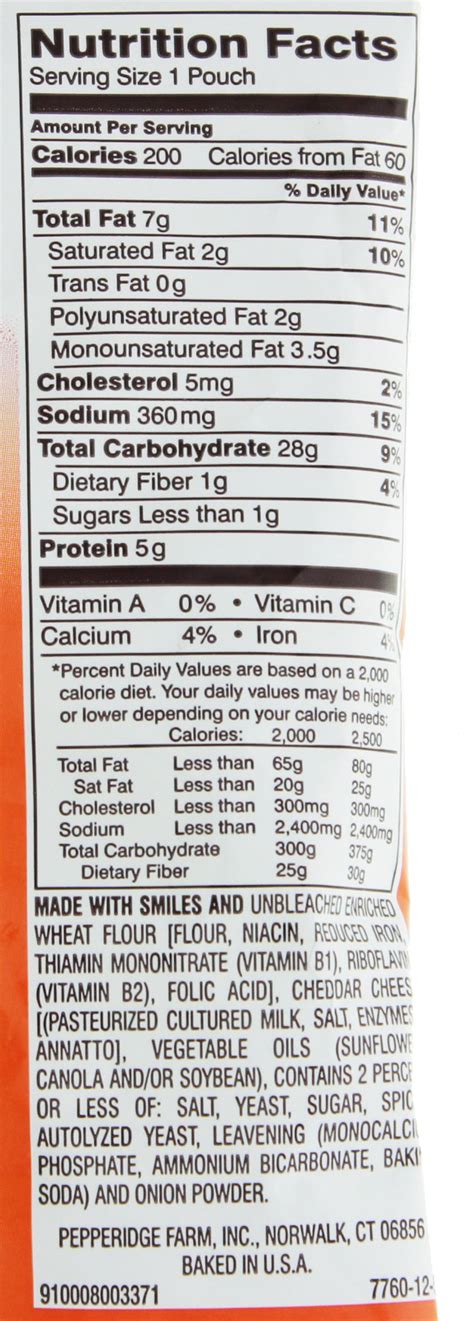 Goldfish Crackers Nutrition Label - Ythoreccio