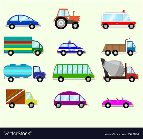 Different types vehicles Royalty Free Vector Image