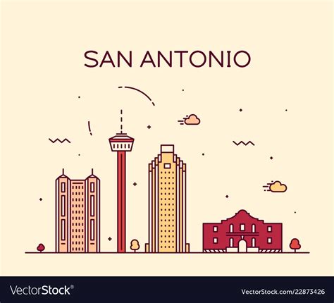 San antonio city skyline texas usa linear Vector Image