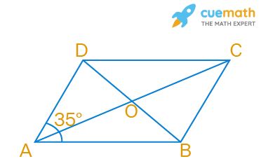 Diagonals of a quadrilateral ABCD bisect each other. If ∠A = 35º, determine ∠B