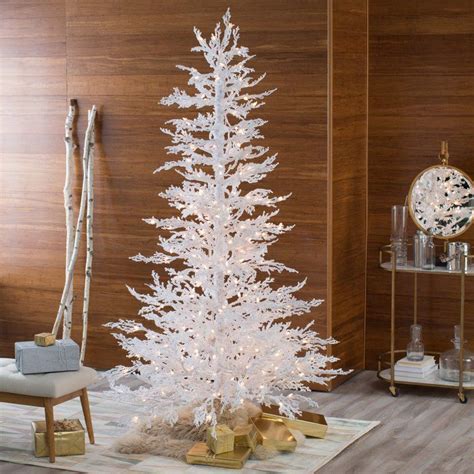 Sterling Tree Company Flocked White Twig Tree Pre-Lit Full Christmas ...