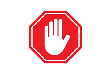 Stop Sign vector icon. Stop sign with hand isolated