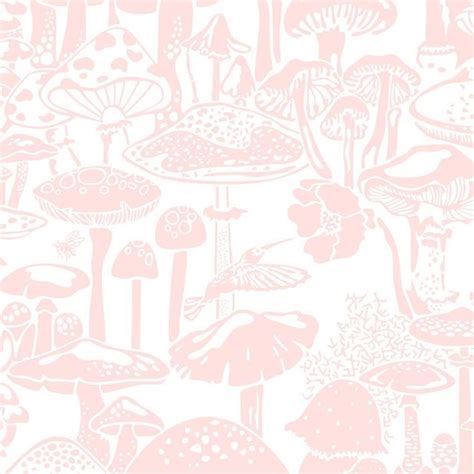 Mushroom City Designer Wallpaper in Daisy 'Pink and White' | Mushroom ...