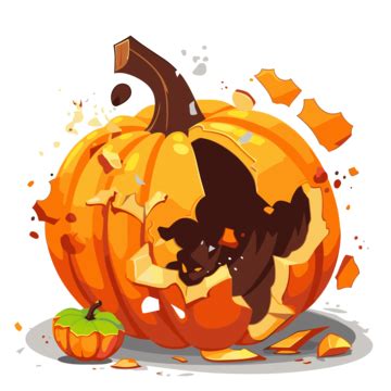 Smashed Pumpkin Clipart Vector Illustration Of A Cartoon Pumpkin That Is Broken Into, Smashed ...