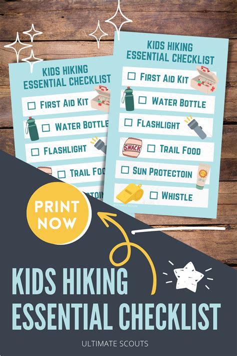 Kid Hiking Essentials Printable Checklist | Cub scout crafts, Cub ...