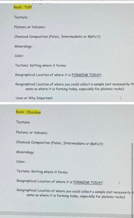 Solved Rock: Tuff Texture: Plutonic or Volcanic: Chemical | Chegg.com