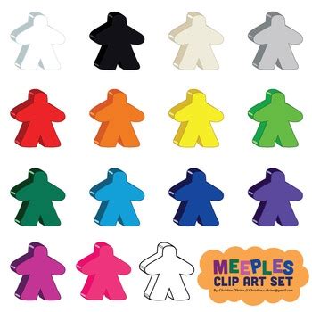 Meeples Game Piece Clip Art Set by Christine O'Brien Creative | TPT