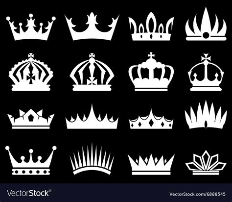 Crowns white silhouette set Royalty Free Vector Image