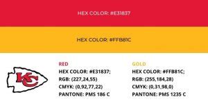 Kansas City Chiefs Colors - Hex, RGB, CMYK, and Pantone