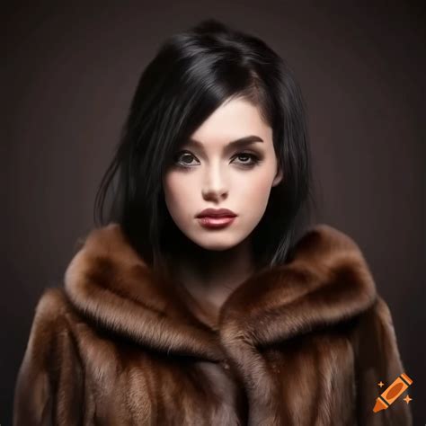 Woman wearing a mink fur coat on Craiyon