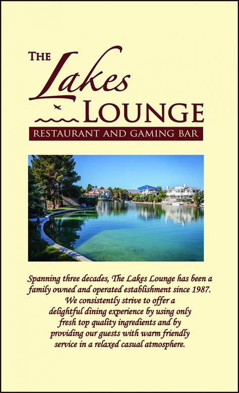 Dining Menu - The Lakes Lounge Restaurant And Gaming Bar