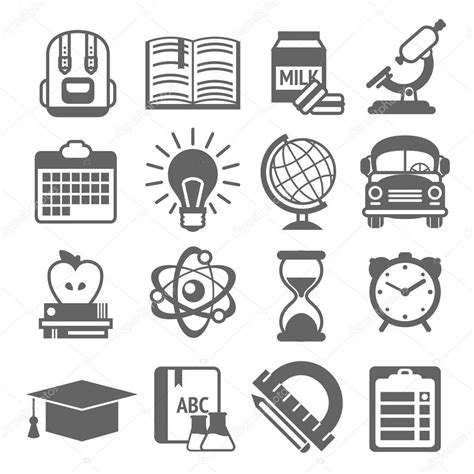 Education icons black and white — Stock Vector © macrovector #48920217