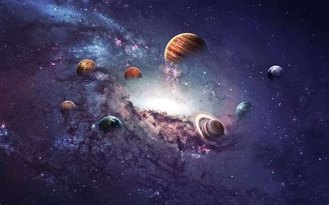 Cosmic Planets Galaxy HD Desktop Wallpaper by Vadim Sadovski