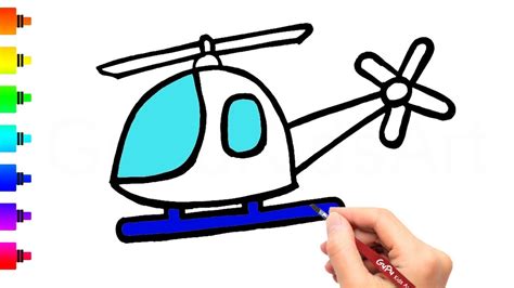 How to Draw a Helicopter for kids - Drawing and coloring - YouTube