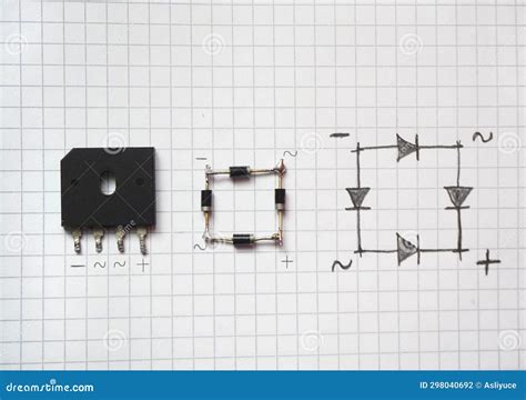 Bridge diode and schematic stock photo. Image of spare - 298040692