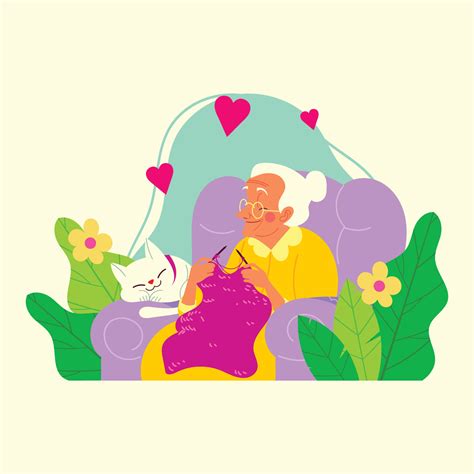 Grandma Knitting a Sweater 10870189 Vector Art at Vecteezy