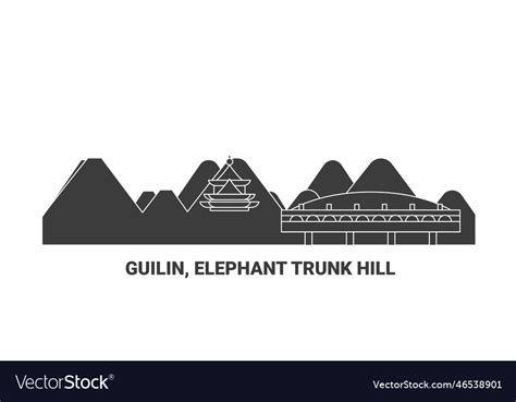 China guilin elephant trunk hill travel Royalty Free Vector