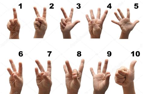 Number 1 to 10 kid hand spelling american sign language ASL — Stock ...