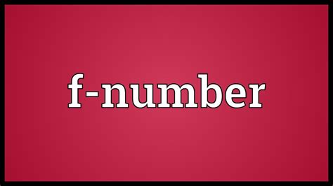 F-number Meaning - YouTube